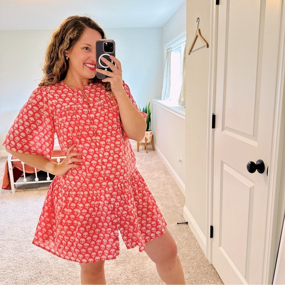 Emerson Fry India Collection Pink Block Printed Floral Mini Dress XS/S
